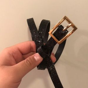 Black glitter thin belt